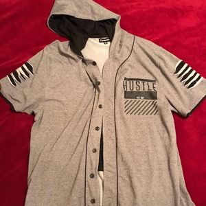 Carbon Short Sleeve Hooded Cardigan